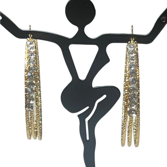 NWOT JTV Off Park Collection White Crystal Gold Tone Hoop Earrings - Picture 1 of 7